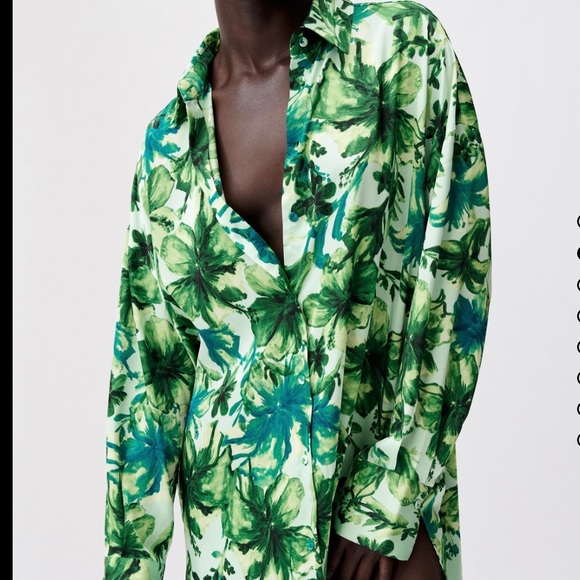 Zara Tropical print over sized top sz Small NWT - Picture 2 of 5